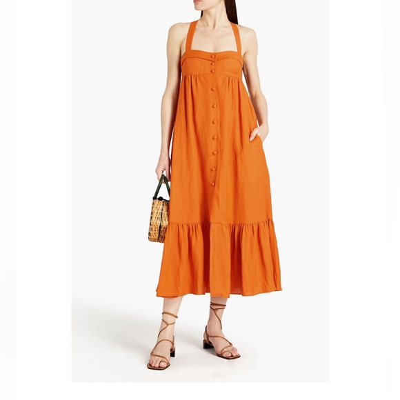 FLASH SALE! Gently worn Sandro Women’s Gathered Shantung Midi Dress! Size 34! - Picture 2 of 12